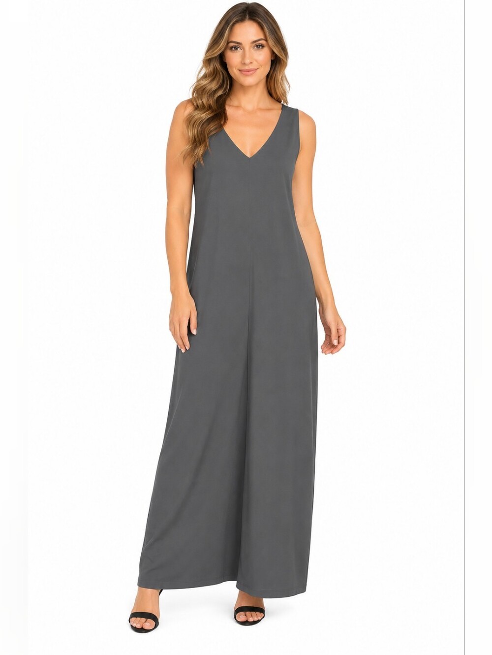 Dylan Gray Classic Elegant Black Sleeveless Dress Maxi Size P Goth Whimsical